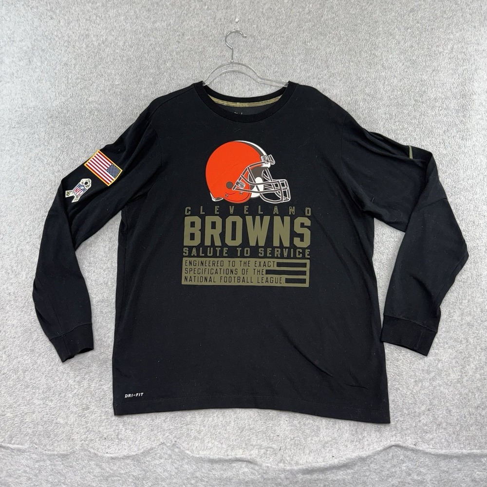 Cleveland Browns NFL‎ Salute to Service Nike Dri Fit Long Sleeve T Shirt Size XL